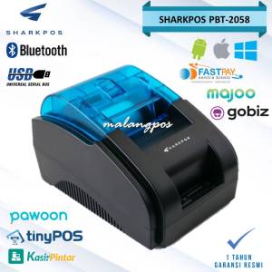 Printer Bluetooth Thermal Sharkpos PBT USB Bluetooth 58MM Kertas Struk Thermal Kasir PPOB Gobiz