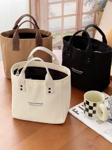 Ladies Canvas Handbag Small Zipper Tote Bag for Outdoor Use Casual Lunch Box Carrier Fashionable And Practical Accessories