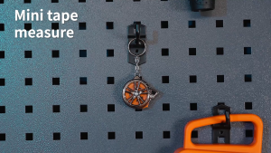 TASKTOOL 2M Mini Measuring Ruler Tape Measure Keychain Steel Safety Lock Stainless Steel Key Ring