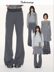 NAPSNAPS | Quần Knit Phong Cách Vintage Sọc Flare Co Giãn Cao
