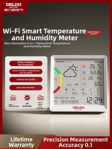 DELIXI Electric | Máy Đo Nhiệt Độ và Độ Ẩm Thông Minh Kết Nối WiFi Sạc Lại Được