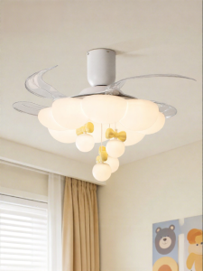 FANCY LAMP CLUB | Modern Cream Cartoon Creative Eye-protecting Full Spectrum Childrens Fan Light