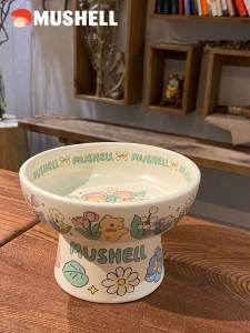 ชามแมวเซรามิกทรงเห็ด Moron ดีไซน์พิเศษสำหรับสุนัขและแมว ชามกินแบบป้องกันคอ ชามกินแบบช้า ชามกินแบบเร็ว