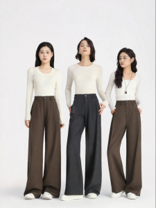 HIPPIE MISS | Boho High Waisted Brown Wide Leg Casual Pants 26 inches