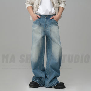 Retro American Washed Denim Jeans Mens Autumn 2025 New Loose Slimming Casual Versatile Pants Knife Bend Casual Mens Jeans