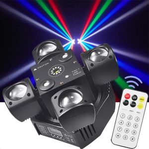 Đèn Sân Khấu Mini 4 Tay Xoay LED RGBW DMX Điều Khiển Bằng Âm Thanh Hiệu Ứng Laser Strobe Dành Cho Vũ Trường DJ Quán Bar