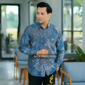 SEKAR TAMAN - Prabuseno Kemeja Batik Pria Lengan Panjang Size Slimfit Bahan Katun Printing Lapis Furing Erro Handmade Kualitas Premium Jumbo Big Size Modern Halus Adem dan Nyaman Atasan Cowok Pakaian Kerja Formal Kantor