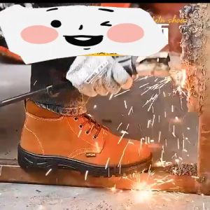 รองเท้าบูทเซฟตี้หัวเหล็กผู้ชายหุ้มข้อ ป้องกันการกระแทกและการเจาะ พื้นยาง ระบายอากาศได้ เหมาะสำหรับงานอุตสาหกรรมและก่อสร้าง