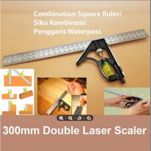 Penggaris Siku L Waterpass Kombinasi Square Ruler Sudut Presisi Air Geser Serbaguna Alat Ukur Tukang
