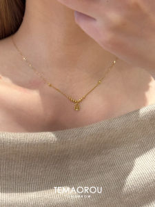 Fulu New Chinese Style Gold Sand Ice Gourd Necklace Fragrant Plant Pattern Alloy Embedded Artificial Gem Womens Clavicle Chain