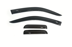 VIGO 2004 - 2010 (2ประตู open cab) คู่หน้า +ช่องแค็ป (4ชิ้น) คิ้วกันสาดประตู อะคริลิคดำ สกรีนโลโก้