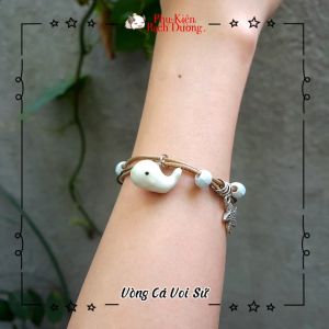 Vòng Tay Charm Cá Voi Sứ Xinh Đẹp - Mẫu 2023 Có sẵn