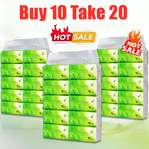 【Buy 10 Take 20】30pcs Organic green tea Facial Tissue Paper For Face 4 ply Toilet Paper Tissue Paper Towel Facial Tissue Table Napkins Face Friendly Soft Affordable 3D elegant embossing