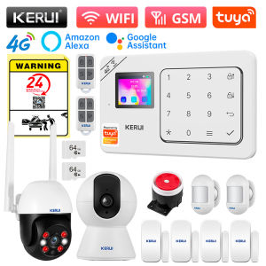 Kerui | KERUI 4G+WiFi Wireless Home Alarm System W184 Tuya Smart Alarm Security System Burglary Protection PIR Motion Sensor Siren Alarm