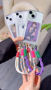 3 IN 1เคสมีสายคล้องข้อ for iPhone 11 13 16 14 12 15 Pro Max 7 8 XR XS 7Plus 8Plus 15 Plus เคสไอโฟน สไตล์มินิมอล สําหรับเด็กผู้หญิง for iphone 16