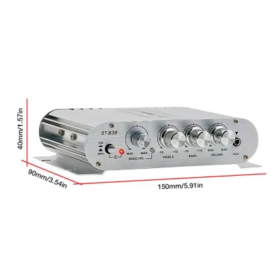 Amply HiFi 2.1 Kênh ST838 80W*2 Âm Trầm Stereo Điều Chỉnh Bass Treble Loa Siêu Trầm Màu Đen Dùng Cho Ô Tô Và Gia Đình