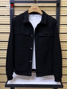 แจ็คเก็ตยีนส์ทรงหลวมสำหรับผู้ชาย ฤดูใบไม้ผลิ ฤดูใบไม้ร่วง ฤดูหนาว แจ็คเก็ตเบสบอลลำลอง ผ้าเดนิม ทรงหลวม ปกติ