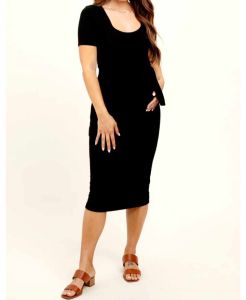 Sanya Maternity Square Neck Midi Dress - Affordable Comfort & Style