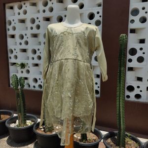 Gamis Brokat Anak | Bahan Brokat Tile Mutiara Premium Kombinasi Velvet