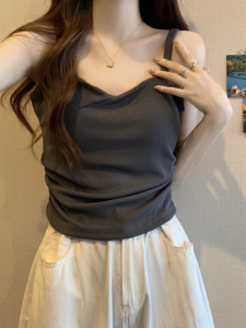 French Style Small Strap Vest Women plus Size Summer New Slimming Belly Cover Hot Girl Inner Wear Base Shirt