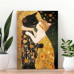 Romantic Klimt Style Golden Cat Artwork Jigsaw Puzzle 500/1000/1200/2000PCS Stress Relief Puzzle Wall Art Decor Gift