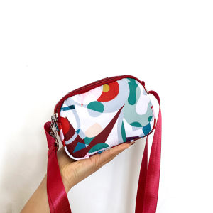 Mini Crossbody Bag Womens Nylon Small Phone Bag Three Layers Oxford Cloth High-End Single Shoulder Bag Geometric Pattern Korean Style