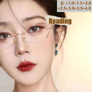 New Style Fine Glitter Frameless Edge-cut Reading Glasses Anti-blue Light Elegant Temperament Womens Reading Glasses 189