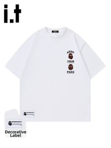 FINGERCROXX | American Pattern Ins Wind Niche Cotton T-Shirt White Short Sleeve
