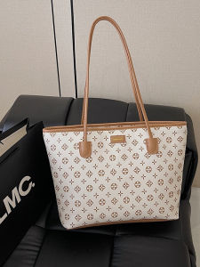 กระเป๋าถือผู้หญิง กระเป๋าถือทรงถุงใหญ่พิมพ์ลาย กระเป๋าสะพายไหล่แบบหนัง PU ทรงถุง กระเป๋าถือแบบลำลองสำหรับวัยรุ่น