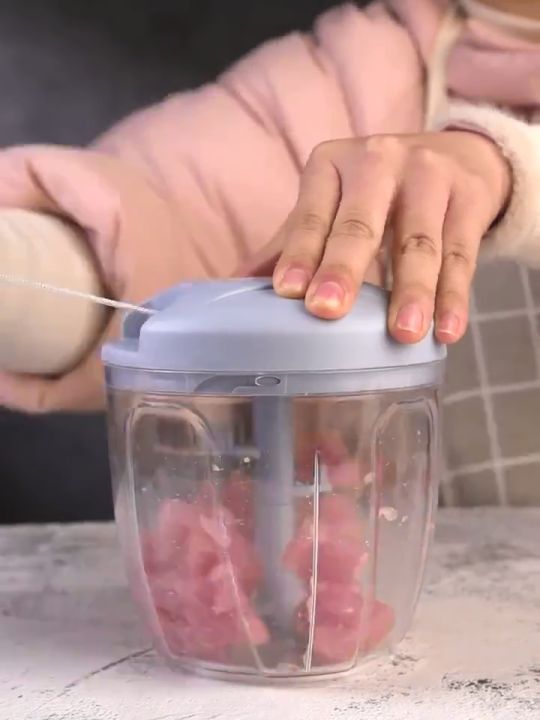 900ml 500ml Manual Food Chopper Mini Food Processor With Rope  Pounding Garlic Cutting Peppers Puree Cooking Machine for Onion Nuts Vegetable Meat Kitchen Slicer Cutter