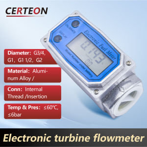 Electronic Turbine Flow Meter Aluminum Alloy Digital Liquid Oil Diesel High Precision Portable Industrial Flow Sensor