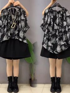 plus Size Womens Loose Short Sleeve T-Shirt Conceal Meaty Commute Lightweight Anti-Aging Design plus Size Personality Top