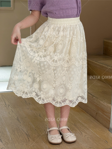 French Style Lace A-Line Skirt for Girls Autumn New Style Children Slimming Casual Half-length Skirt Princess Style Polyester
