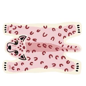 VIKAMA Màu Hồng Nhạt Da Báo Thảm Tắm Hoạt Hình Cheetah Phác Thảo Thảm Chống Trơn Trượt Cho Bé Gái Phòng Ngủ Vanity Trang Trí Phòng Tắm Polyester Mềm Mại