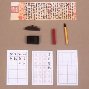 Miniature Calligraphy Toys Simulation Miniature Dollhouse Decorations Creative DIY Craft Supplies Chinese Four Treasures of the Study