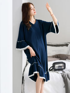 JIALEFEN | Cotton Long Sleeve Elegant Princess Style Nightgown Large Size