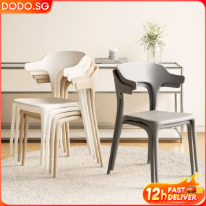 DODO Plastic Chair Dining Chair with PP Material Modern Style Elegant Chair with Comfort Arm Rest & Back