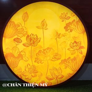 Đèn Hào Quang Trúc Chỉ In Hoa Sen Trang Trí Bàn Thờ Treo Tượng Phật TC-HQ-101