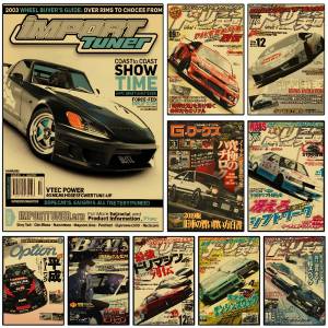Bandai | JDM Car Vintage Poster Japanese Car Canvas Wall Art Print Mural Supercar Decorative Painting Home Decor Car Lover Gift