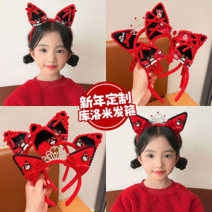 New Year Childrens Red Bowknot Hairband Anti-slip Hair Clip Little Girl Celebration Cloth Bag Princess Style Headwear