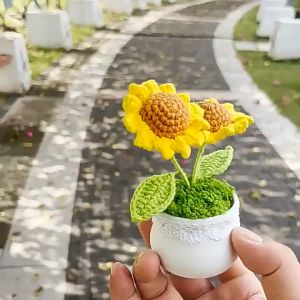 Chậu nhựa giả sứ size nhỏ có sẵn xốp phủ rêu làm chậu hoa handmade mini | Xiaoxingyarn