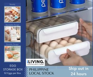 iLIVING Egg Box Tray Storage Organizer 32 Cells per Box Transparent Fresh Egg Tray Container
