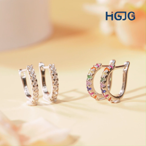 Khuyên Tai Tròn HGJG Đính Đá Lấp Lánh Khuyên Tai Bạc 925 Cao Cấp Đơn Giản Thích Hợp Đeo Hằng Ngày
