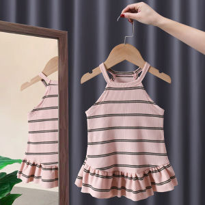 Princess Style Floral Print Vest Dress for Baby Girls Summer New Arrival Versatile Kids Korean Version Cotton 100% No Sleeve