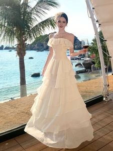 CHANGTONG | Spring Off-shoulder Waist-defining A-line Dress
