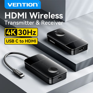 Vention Wireless Type C to HDMI Transmitter and Receiver 5.8GHz WiFi Band 4K 30Hz Output for Laptop Tablet Android Phone iPhone 16 15 Monitor Projector Plug and Play Wireless  USB C to HDMI Transmission