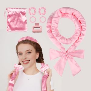 Bộ Uốn Tóc Không Cần Nhiệt 7 Món Bằng Satin Băng Đô Mềm Mại Để Tạo Kiểu Tóc Xoăn Qua Đêm Bộ Lô Cuốn Tóc Bằng Bọt Xốp Dành Cho Nữ Gói Combo Dễ Tạo Kiểu Buổi Sáng