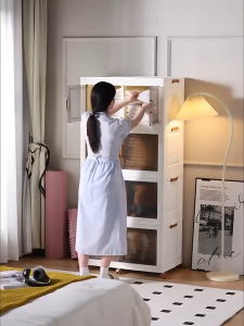 50-60cm Foldable Storage Cabinet With Wheels Storage Rack Removable Stackable Storage Box Kitchen Cabinet Storage Box Clothes Storage Organizer