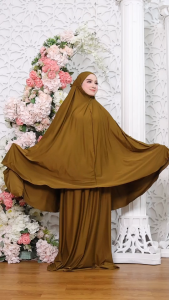 DVC - Mukena Mina Jersey Polos l Tali Belakang Jumbo Dewasa Menutup Dagu Adem Jersey Syari Malaysia