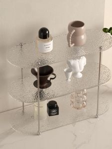 Luxurious Acrylic Cup Holder Glacier Pattern Tea Set Storage Rack for Coffee Shop Cup Organizer Stand Home Storage Shelf
